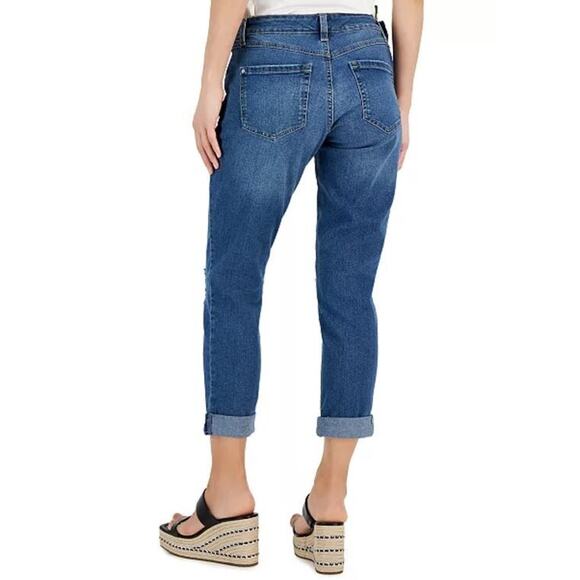 INC International Concepts Curvy MidRise Ripped Straight-Leg Blue Jeans 0/25 $70 - Picture 2 of 12